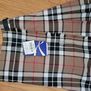 Kids Girls 8Y Scotland Camel Thomson Pleated Wraparound Kilt Skirt New